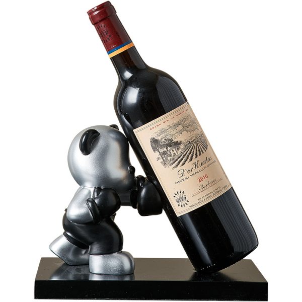 Cartoon wine cabinet resin silver boxing panda wine rack ornaments artist living room decoration office soft furnishings - Image 5
