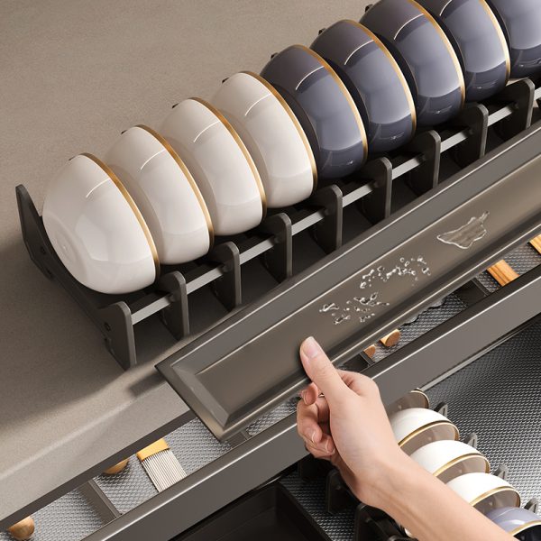 Kitchen pull-out basket cabinet gun gray stainless steel drawer dish storage cabinet drawer drawer bowl basket chopsticks storage box - Image 3
