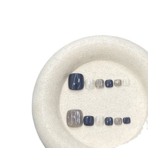 Pure handmade wearing nails cool girl summer cool black silver magic mirror pink toe hot girl style high-end toenails