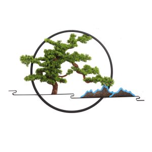 New Chinese welcome pine round wall decoration entrance background wall decoration pendant green plant wall hanging living room hotel hanging ornament
