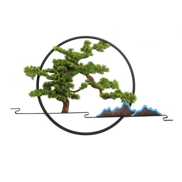 New Chinese welcome pine round wall decoration entrance background wall decoration pendant green plant wall hanging living room hotel hanging ornament - Image 5