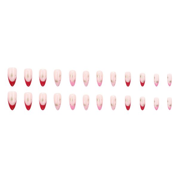 European and American pointed nails mid-length ins French pink girl sweet style star simple and cute detachable royal nail piece - Image 5