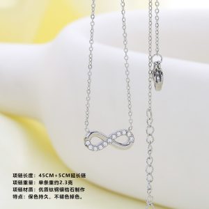 Cross-border hot selling foreign trade 8-character women's necklace infinite cycle versatility high-end sense does not fade simple zircon jewelry