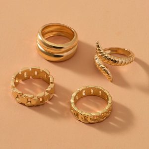 European and American cross-border new simple personality snake ring women's retro fashion snake joint ring set of four pieces
