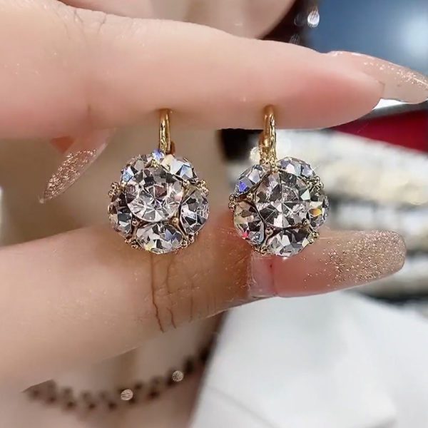 Korean retro color circle full diamond earrings 2023 new high-end niche design temperament earrings