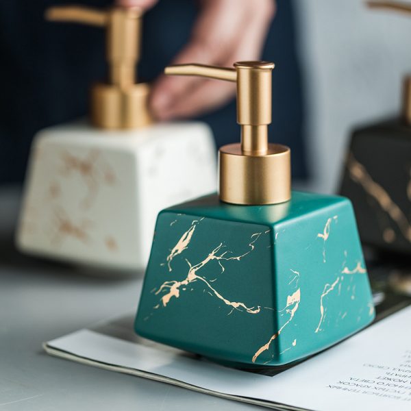 Light luxury ceramic hand sanitizer, shower gel, shampoo, water bottle, lotion, press bottle, model room bathroom decoration - Image 2