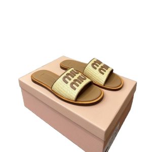 High version genuine leather 25s wasteland style vacation weaving spring summer fairy casual straw flat bottom slippers women