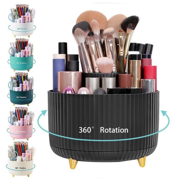 Cosmetics storage box, table rotating pen holder, light luxury high-end plastic shelf, makeup brush storage cabinet - Image 2