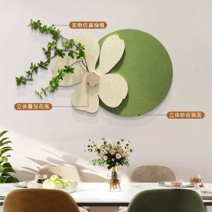 Restaurant decoration painting, creative flowers, sandstone painting, three-dimensional physical green plant hanging painting, living room, bedroom, high-end sense wall painting