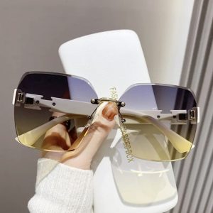 Douyin popular sunglassesINS women's high-end rimless sunglasses, fashionable outdoor anti-UV driving sunshade
