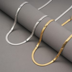 Authentic LANG titanium steel necklace male snake bone chain necklace wide blade chain simple high-end sense men's niche design: