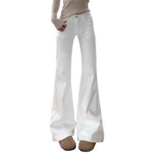 White bootcut jeans women's 2025 summer new slimming high-waisted loose non-leg stretch straight flared pants