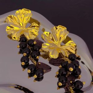 French retro flower tassel earrings exaggerated light luxury luxury niche design fairy temperament ins
