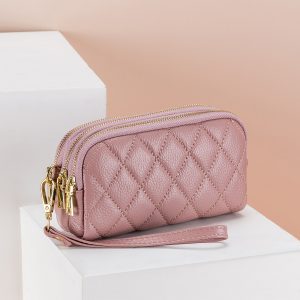 Women's clutch bag, large capacity, three-layer wallet, first layer cowhide, multi-functional temperament, mother's leather clutch bag