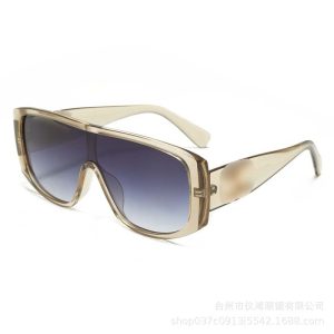 New European and American large frame one-piece fashion sunglasses women's high-end sunscreen party personality retro sunglasses wholesale