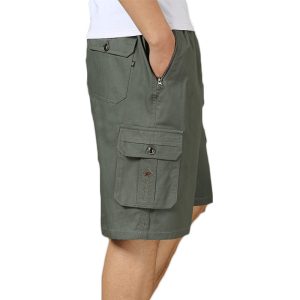 Summer men's middle-aged and elderly five-point pants loose cotton men's shorts high-waist five-point pants father's mid-pants thin large pants