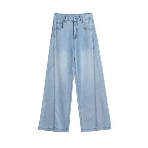 Tencel wide-leg jeans women's summer thin 2025 new high-waisted loose non-legged hot girl flared pants