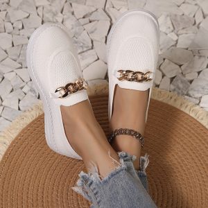 European and American foreign trade thick-soled fly-woven soft-soled single shoes, women's one-foot knitting, breathable loafers, women's board shoes, independent station