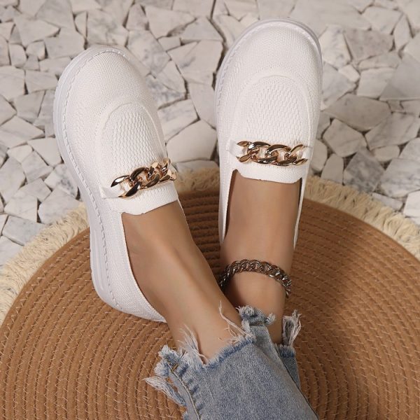 European and American foreign trade thick-soled fly-woven soft-soled single shoes, women's one-foot knitting, breathable loafers, women's board shoes, independent station - Image 3