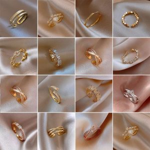 2024 popular zircon geometric opening ring, simple and fashionable, index finger ring, temperament, light luxury, versatile hand jewelry, wholesale women