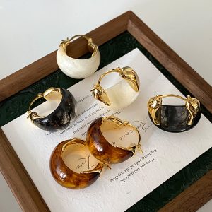 Maillard earrings, fashionable temperament, French amber earrings, light luxury, luxury, high-end sense of autumn and winter, European and American retro coffee earrings