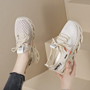 Internet celebrity popular women's, summer flying weaving sneakers, versatile mesh, breathable and fashionable, ins, running shoes, mesh