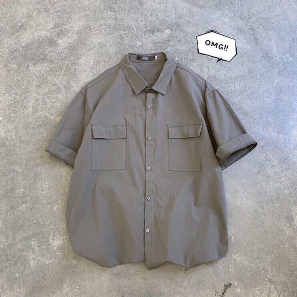 Workwear short-sleeved shirt men's Korean version trendy handsome white shirt men's ins Hong Kong style design sense foreign couple Jiatai - Image 2