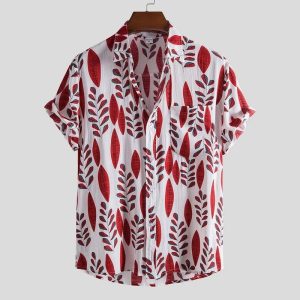 Summer Shirts Men Blouse Tops Linen Hawaii Shirt Mens Shirt