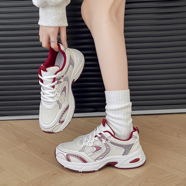 Retro color-blocking dad shoes 2025 autumn new Korean version of the couple female ins student casual shoes women's platform sports - Image 2