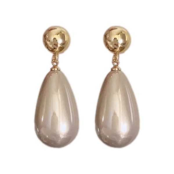 Retro little princess port style temperament water drop imitation pearl simple earrings atmospheric French versatile S925 silver earrings for women - Image 5