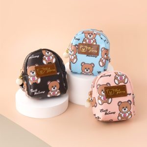Popular girl's heart ins, fashion creative coin purse, cute bear, portable integrated storage coin key case