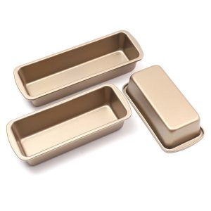 Baking tools: non-stick carbon steel brown bear toast box flat side rectangular gold oven baking bread cake tin