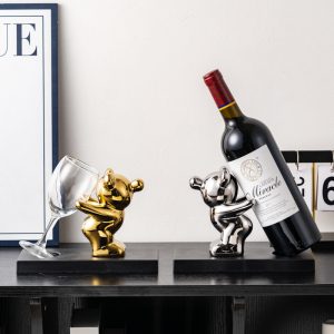 Light luxury bubble bear wine rack violence bear wine cabinet decoration ornaments ceramic living room TV cabinet entrance home decoration