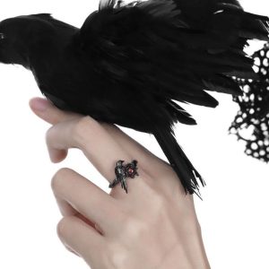 The new dark style imitation ruby crow ring does not fade niche design, high-end dark refers to a drop shipping