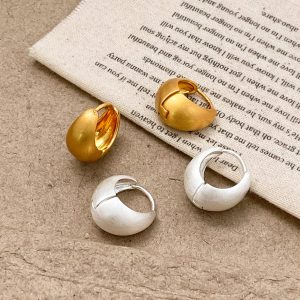 French elegant matte gold brushed water drop earrings copper plated real gold simple and high-end versatile earrings for women