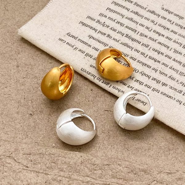 French elegant matte gold brushed water drop earrings copper plated real gold simple and high-end versatile earrings for women - Image 2