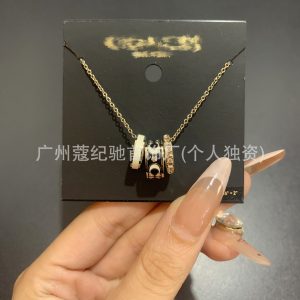 COA Koujia Classic Logo Women's Enamel White and Black Three-Ring Necklace Women's C9446 Counter Quality Clavicle Chain