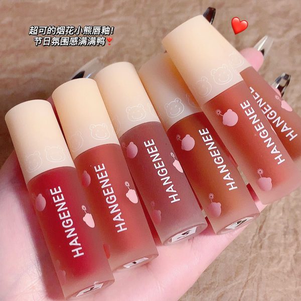 &HANGENEE Han Jini Fireworks Bear Lip Glaze Lipstick Female Niche Brand Fireworks Bear Shuiguang Lip Clay Students