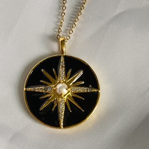 Sun and moon pattern religious copper necklace does not fade women's high-end sense niche light luxury versatile pendant