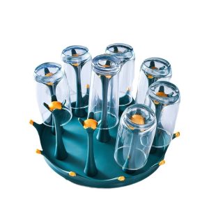 Creative living room drainable rotatable cup holder light luxury household glass water cup holder kitchen cup storage rack shelf