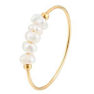 Simple Natural Baroque Pearl Ring 18K Gold Light Luxury Niche Ring Female Titanium Steel Non-fading Jewelry Wholesale