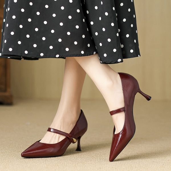 G60-11 Huilia French high-end single shoes women's 2025 new pump slender heel pointed temperament high heels - Image 3