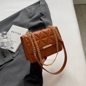 Cross-border bag women's bag 2025 new tide lattice chain hand-held small square bag texture casual shoulder crossbody bag women