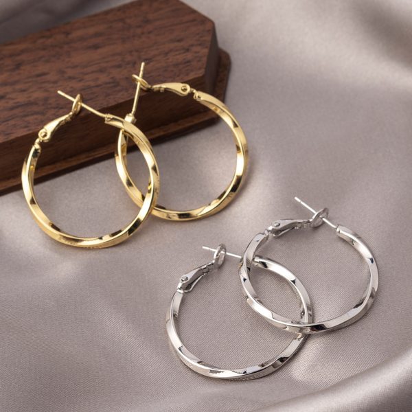 Mobius Earrings Circle 2025 New Plain Circle Earrings Women's Light Luxury High-end Temperament Earrings Nordic Retro - Image 4