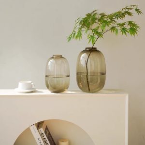 ins style light luxury simple glass vase high-end living room horse drunk wood hanging bell hydroponic decorative ornaments wholesale price