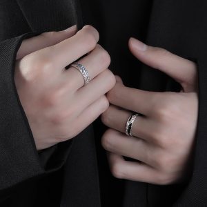 Shadow green tantanium titanium steel ring men's trendy personality high-end single ring opening does not fade gift ring for women