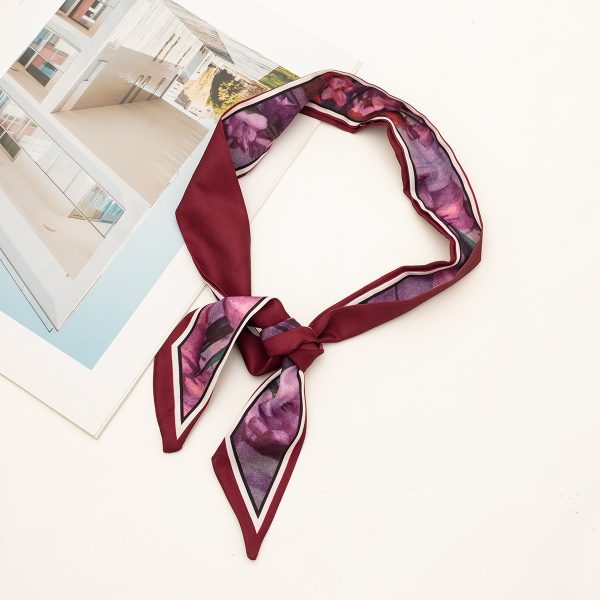 Nordic striped minimalist style long silk scarf women's headband decoration scarf with shirt spring and autumn hairband belt tie bag