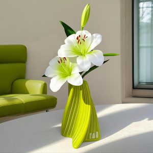 Simulated lily flower green plant decoration flower decoration living room dining table plastic vase light luxury fake floral ornament
