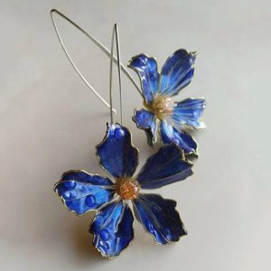 Cross-border retro blue dripping oil stamens earrings, AliExpress, TEMU, European and American long earrings, hook earrings, ethnic style tourism new