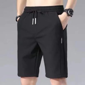 Summer thin cropped pants, men's casual and versatile shorts, ice silk loose trend medium pants, 5 breeches pants
